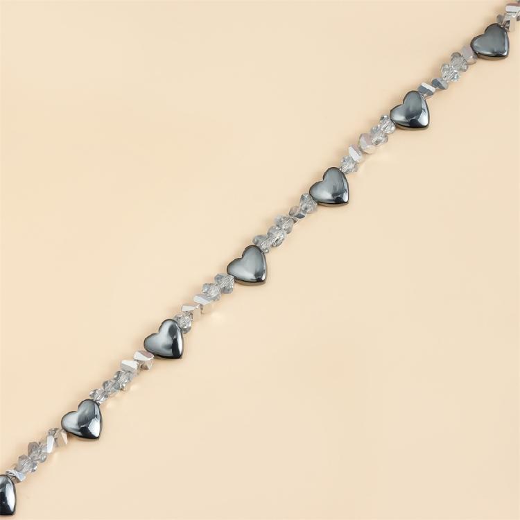 Herzkette mit echtem schwarzem Obsidianstein und funkelndem Kristallakzent, verstellbare Kette, Schmuck für sie