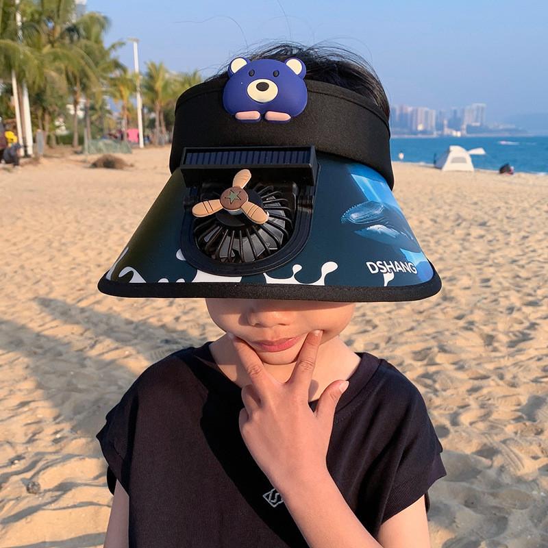 

Childrens Sun Hat With Led Light And Fan For Outdoor Travel And Sunshade чорний