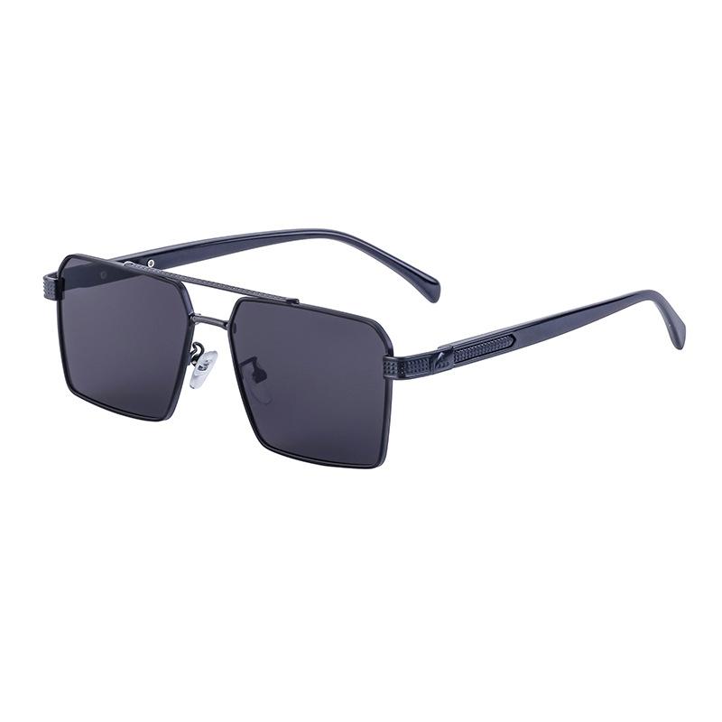 Lunettes de soleil rétro à double faisceau en métal pour homme, style boîte de conduite, lunettes de soleil pour homme