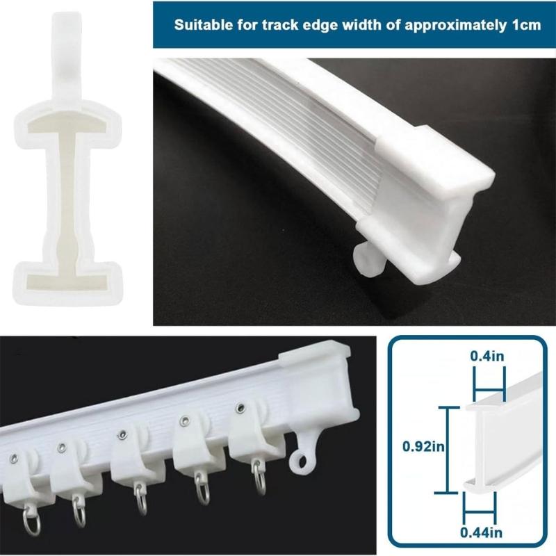 8Pcs Plastic Flexible Bendable Curtain Track End Stops Replacement Curtain Track Fittings End Caps for Smooth Operation