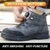New Rotating Buttons Work Boots Men Steel Toe Shoes Safety Boots Puncture-Proof Protective Shoes Waterproof Indestructible Shoes