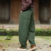 Johnature Women Winter Plush Warm Bloomers Pants Solid Color Trousers Elastic Waist Patchwork Pockets Long Pants