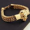 Lion head animal bracelet for men stainless steel braided chain wristband bracelet fashion hip hop jewelry