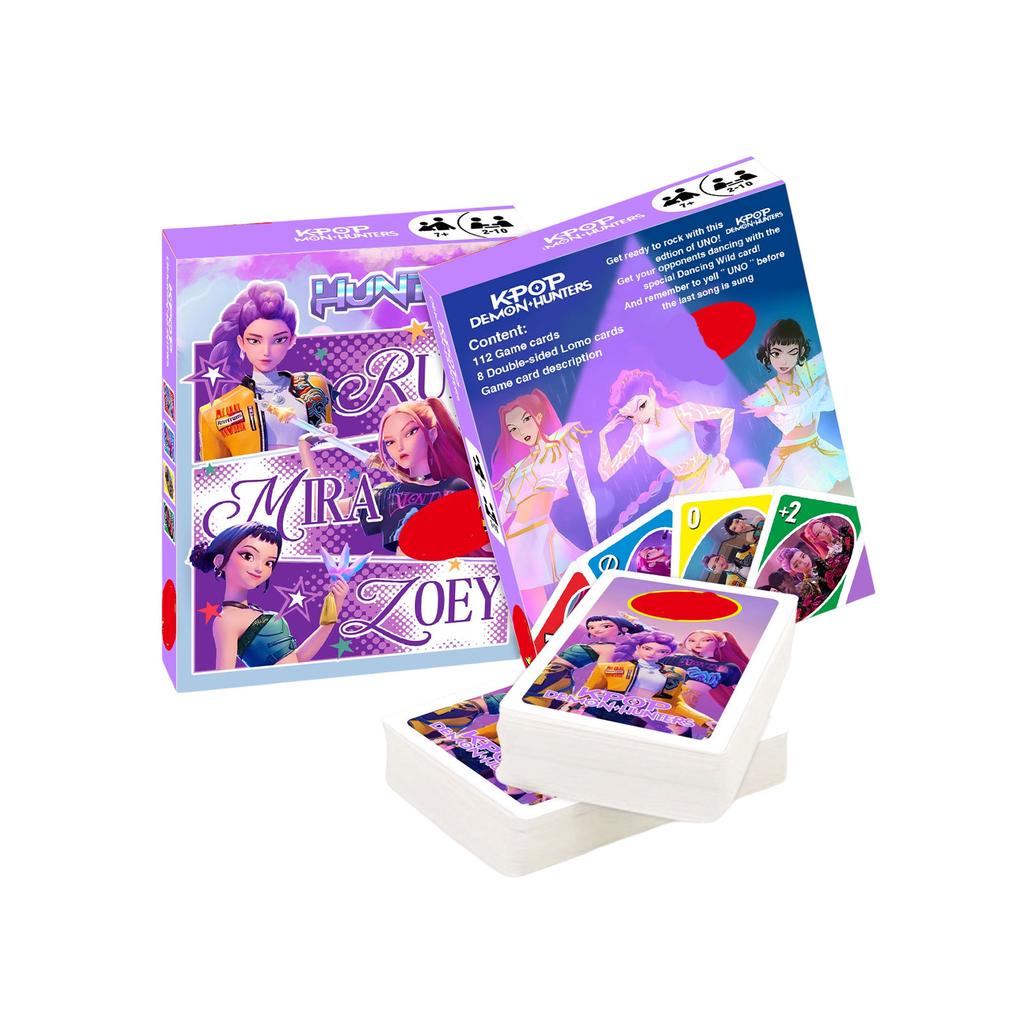 112 Uno Cards 8 Lomo Cards Tabletop Game Card Set Kpop Demon Hunters Poker Card Punishment Card Game Party Board Game Prop Party