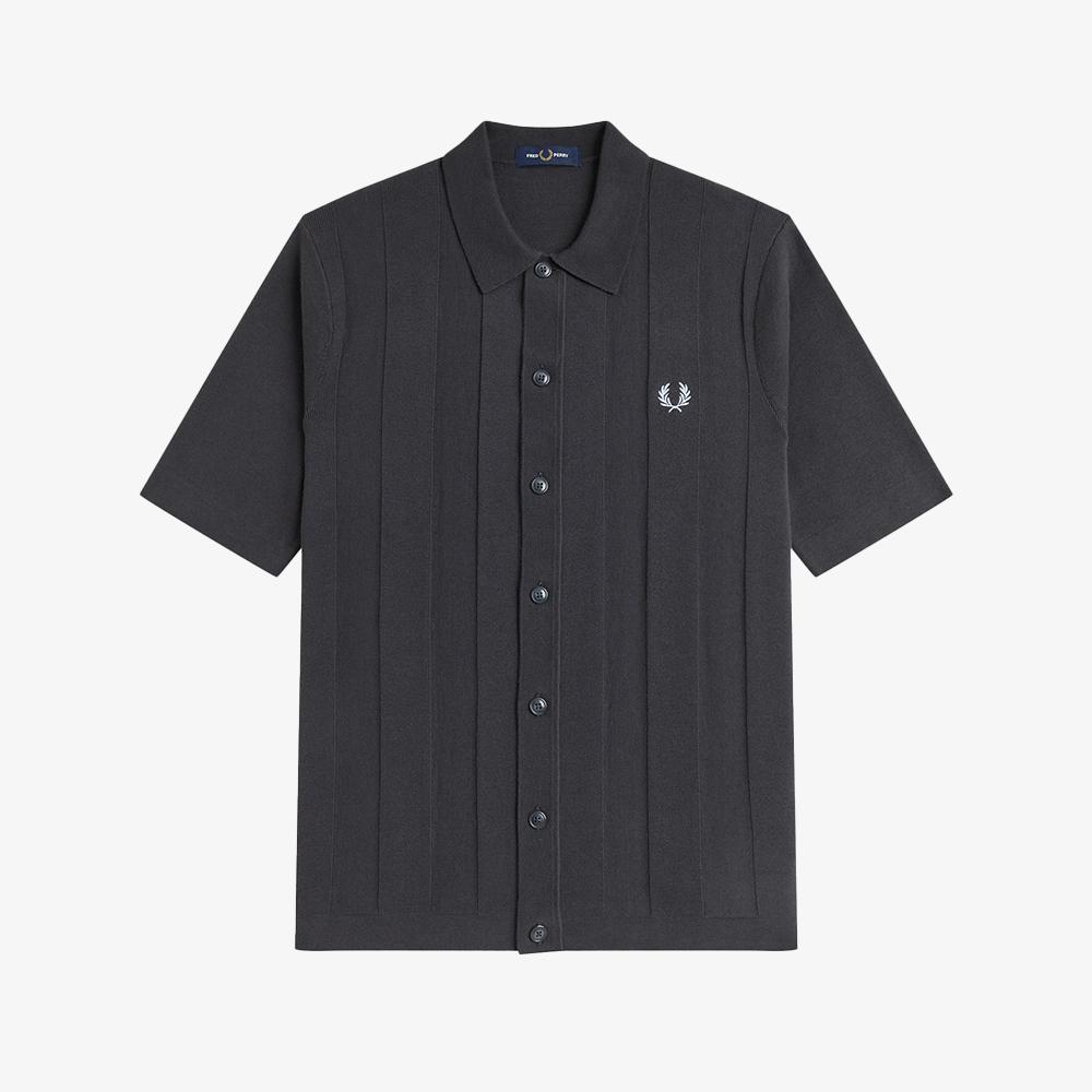 FRED PERRY [Sharp] Tonal Vertical Stripe Knit Shirt - Anchor Grey Afpm2612324-297