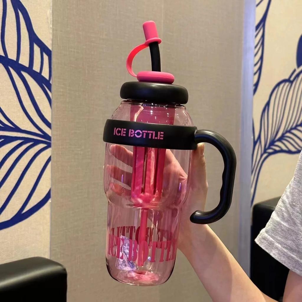 1 ks 1300ML Přenosný plastový kelímek Velkokapacitní plastová brčka Láhev na pití Venkovní cestování Přenosný posilovací fitness Letní kelímek na vodu
