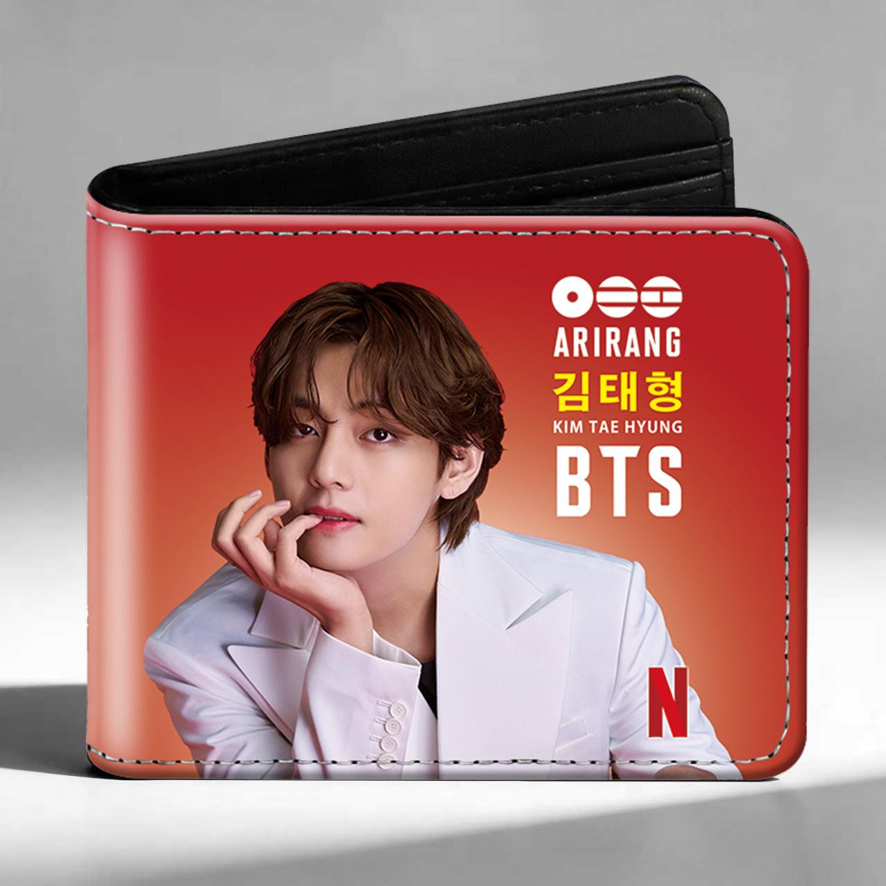 Kpop BTS Bi-Fold Geldbörse, Bangtan Boys Gruppenfoto Aufdruck Kartenhalter, Münzfach Kurze Geldbörse, Mode ARMY Fans Geschenk Geldbörse für Teenager Männer Frauen 1pcs black