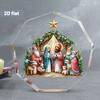 Nine-Sided Acrylic Nativity Scene Ornament - Jesus' Birth with Mary, , Jesus & Angel, Stable Manger Figurine Replica, Rotating-Like Effect 