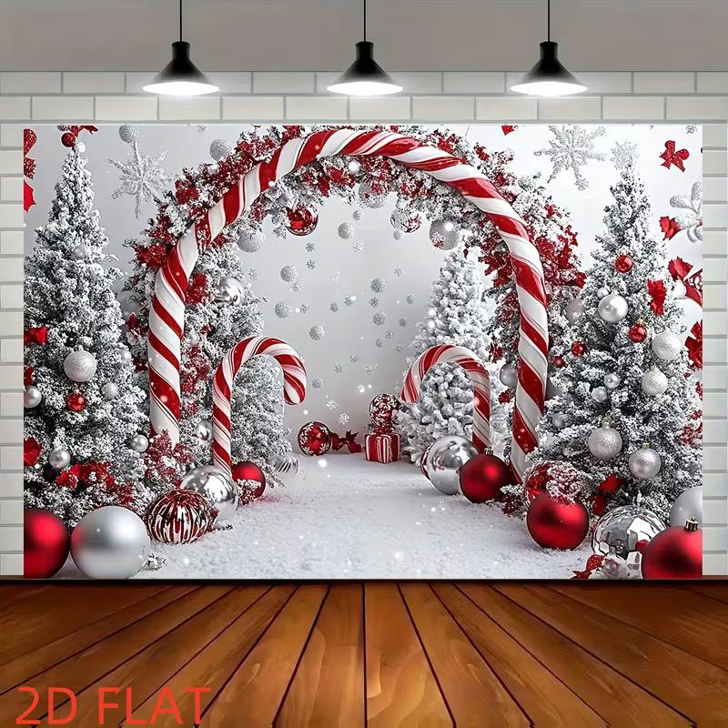

2D Flat Candy Cane Christmas Backdrop Cloth for Xmas & Holiday Themed Photoshoot Decor 47.2x31.5inch/120*80cm
