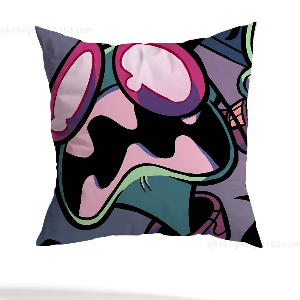 Green Invader ZIM Pillow Case Square Double-Sided Printing Short Plush Sofa Cushion Cover Bedroom Bedside Pillow