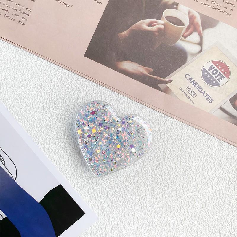 

Drip Glue Glitter Sequin Love Phone Airbag Holder Extendable Korean Ins Style Simple Niche Stable Portable