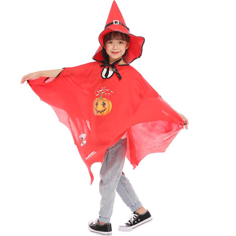 Children's Witch Costume Set: Halloween Cape, Cloak, Hat, and Pumpkin Design