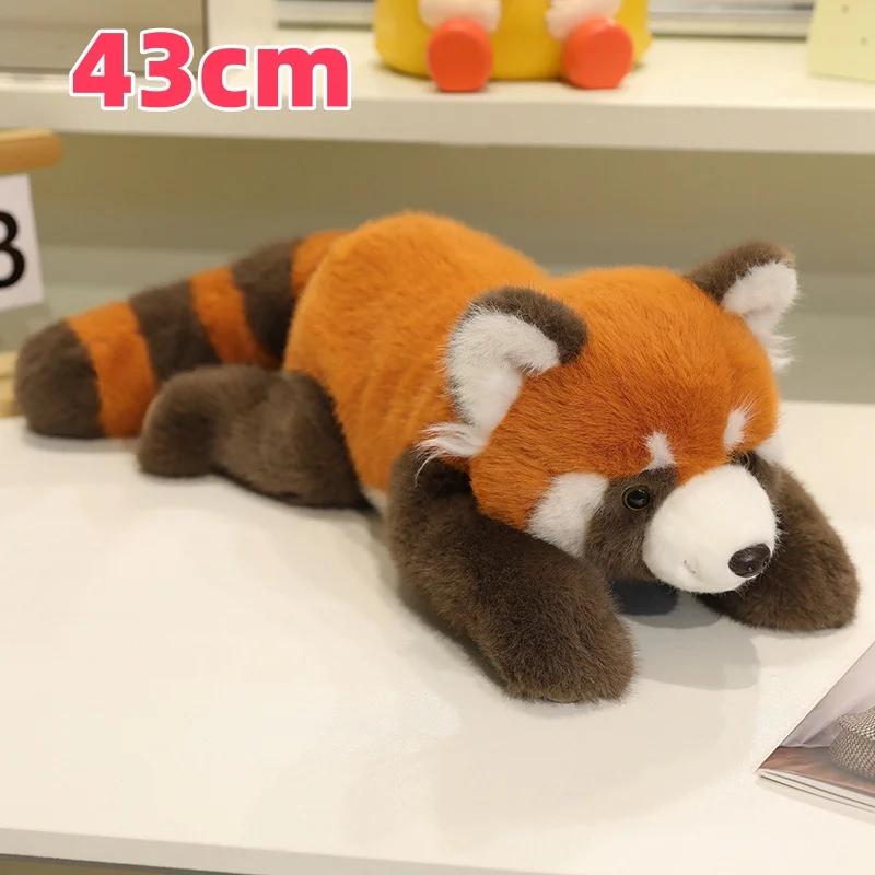 New Cuddly Pretty Lie Prone Animal Plush Toys Soft Fluffy Lifelike Red Panda Raccoon Panda Doll Kawaii Home Decor Kids Gift