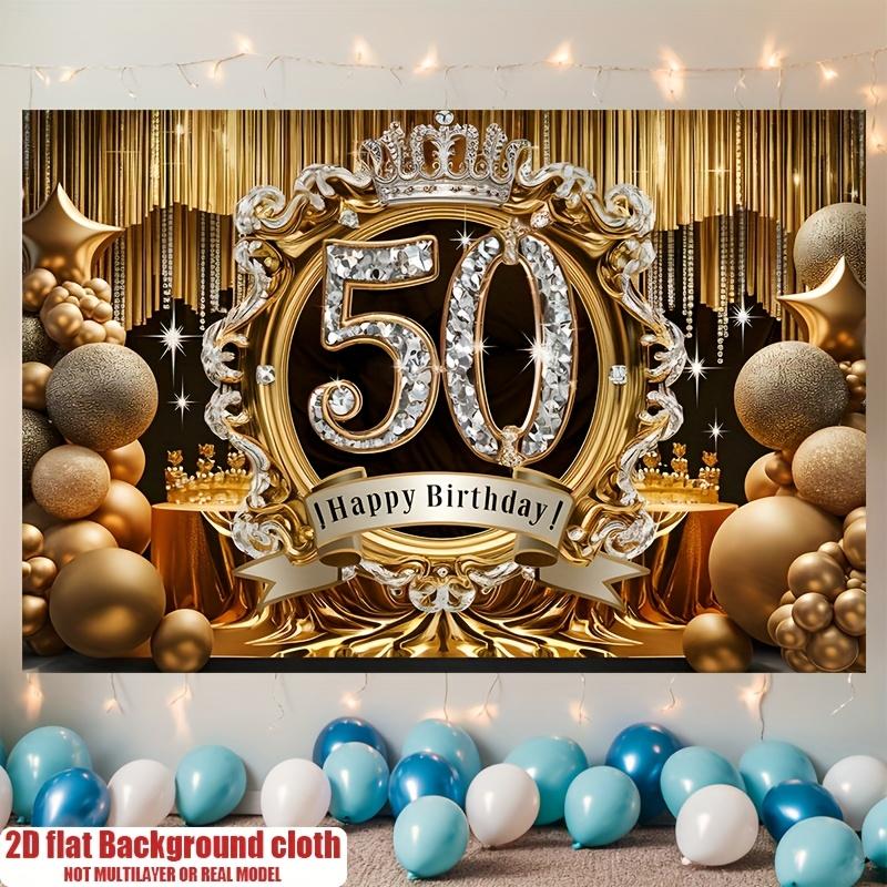 2D flaches Banner 1 Stück luxuriöse Gold- und Schwarze Version für Dekoration Hintergrund 50. Geburtstagsparty