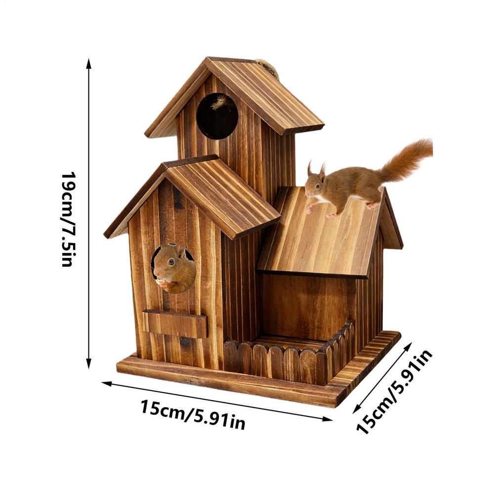 19X15CM Outdoor Squirrel Feeder Wooden Three