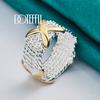 925 Sterling Silver Mother of Gold X Ring Fashion Wedding Jewelry