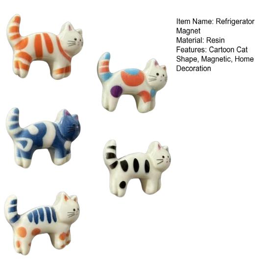 Cat Fridge Decorations 5Pcs Cartoon Refrigerator Magnet Set, Hand-painted Kitten for Whiteboard Photo Holders Locker Whiteboard, Kitchen Decoration
