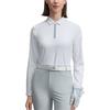 FILA Golf Series Casual Sports Simple Knitted Long Sleeve Polo Shirt Women tops Jade-White A11W545212FWT