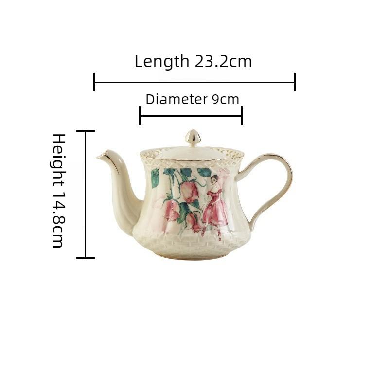 French Hollow Out Ceramic Cup Saucer Set British Style Teapot Afternoon Tea Elegant Drinkware Household Goods