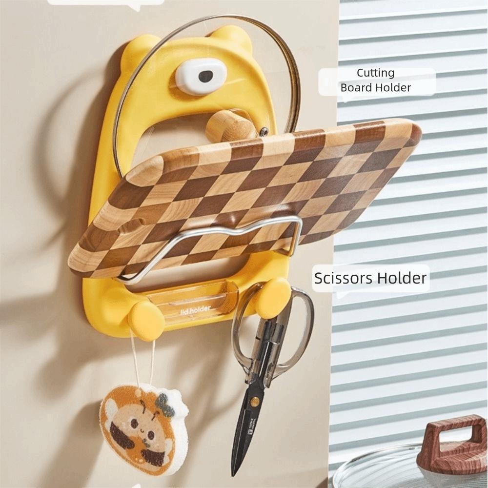 Suction Cup Pan Cover Storage Holder 2-Tier Kitchen Storage Rack Pot Lid Organizer Kitchen