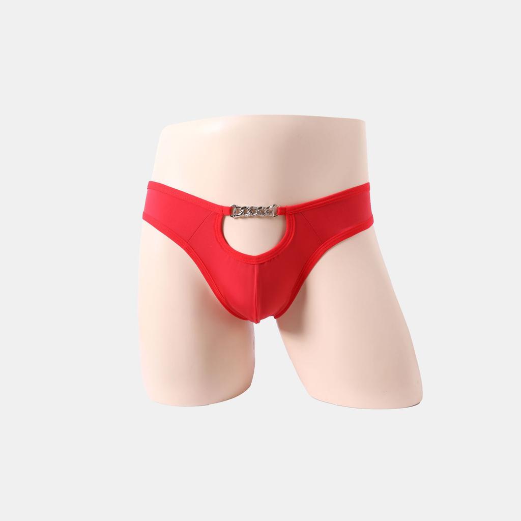 Men's Love Briefs Hollow Chain Design Thong Convex Bag Sexy Temptation Panties