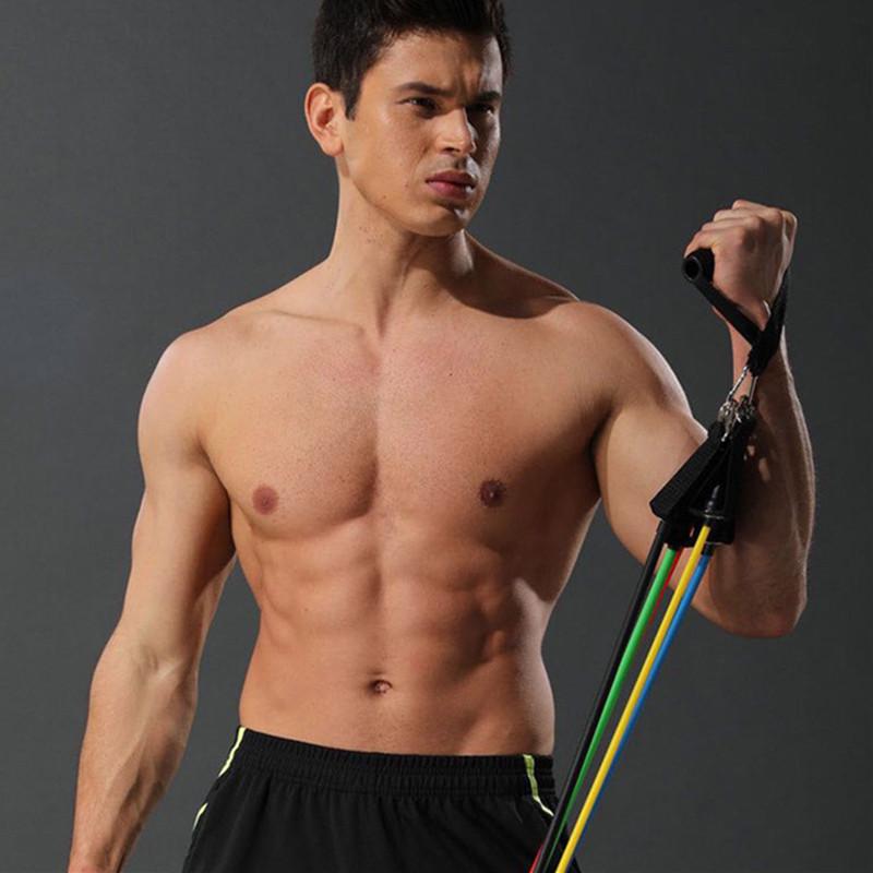 11-Piece Multifunctional Yoga Resistance Band Set with Zinc Alloy Hook