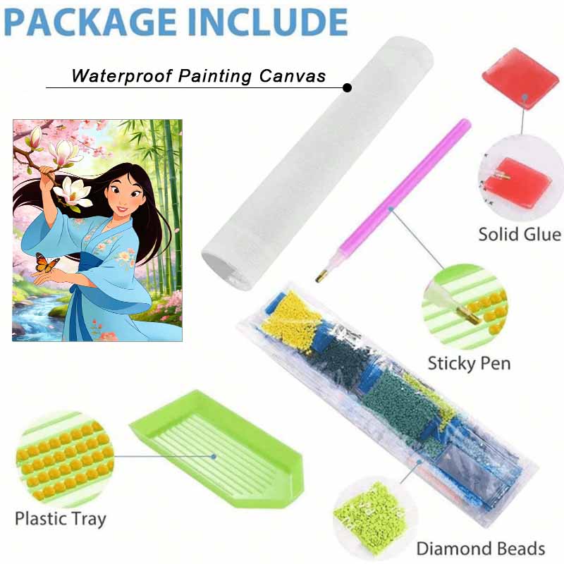 Disney Mulan Magnolia Flower Butterfly Diamond Paint Painting Art Kit Handmade DIY5D Home Decor Gift