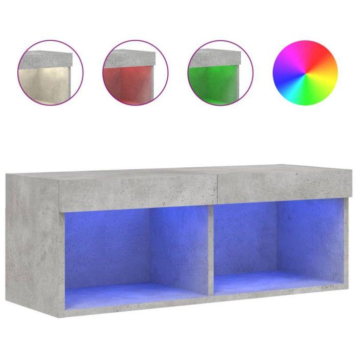 VidaXL Meuble TV avec Lumières LED, Armoire de Télévision Murale avec Rangement, Meuble Télé Suspendu Salon Salle de Séjour, 837147