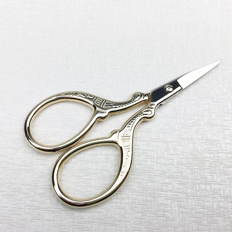 Premium Gold-Plated Embossed Scissors for Nose, Beard, Eyebrow, and Beauty Trimming