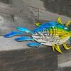 Metal Tuna Fish Wall Art Ocean Theme Wall Hanging Sculpture Blue Fish Cutout Wall Sign for Coastal Home Office Patio Indoor Outdoor Decor