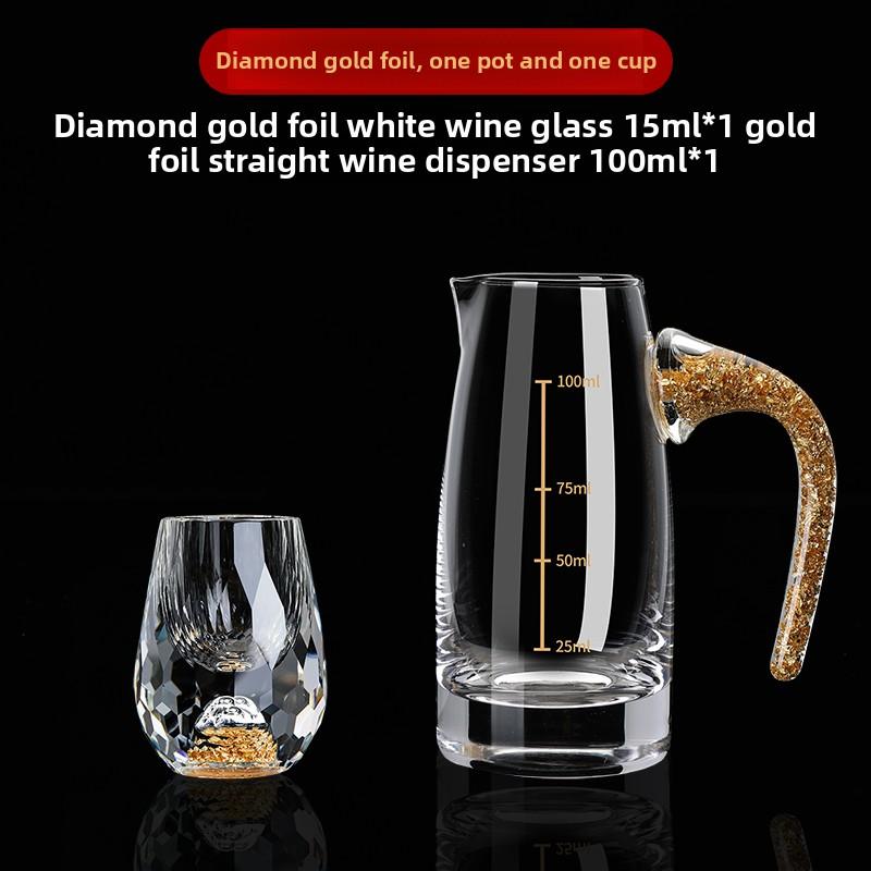 

Creative Diamond Jinshan White wine Cup set home gold leaf crystal glass wine divider small mouth wine cup gift box for birthday