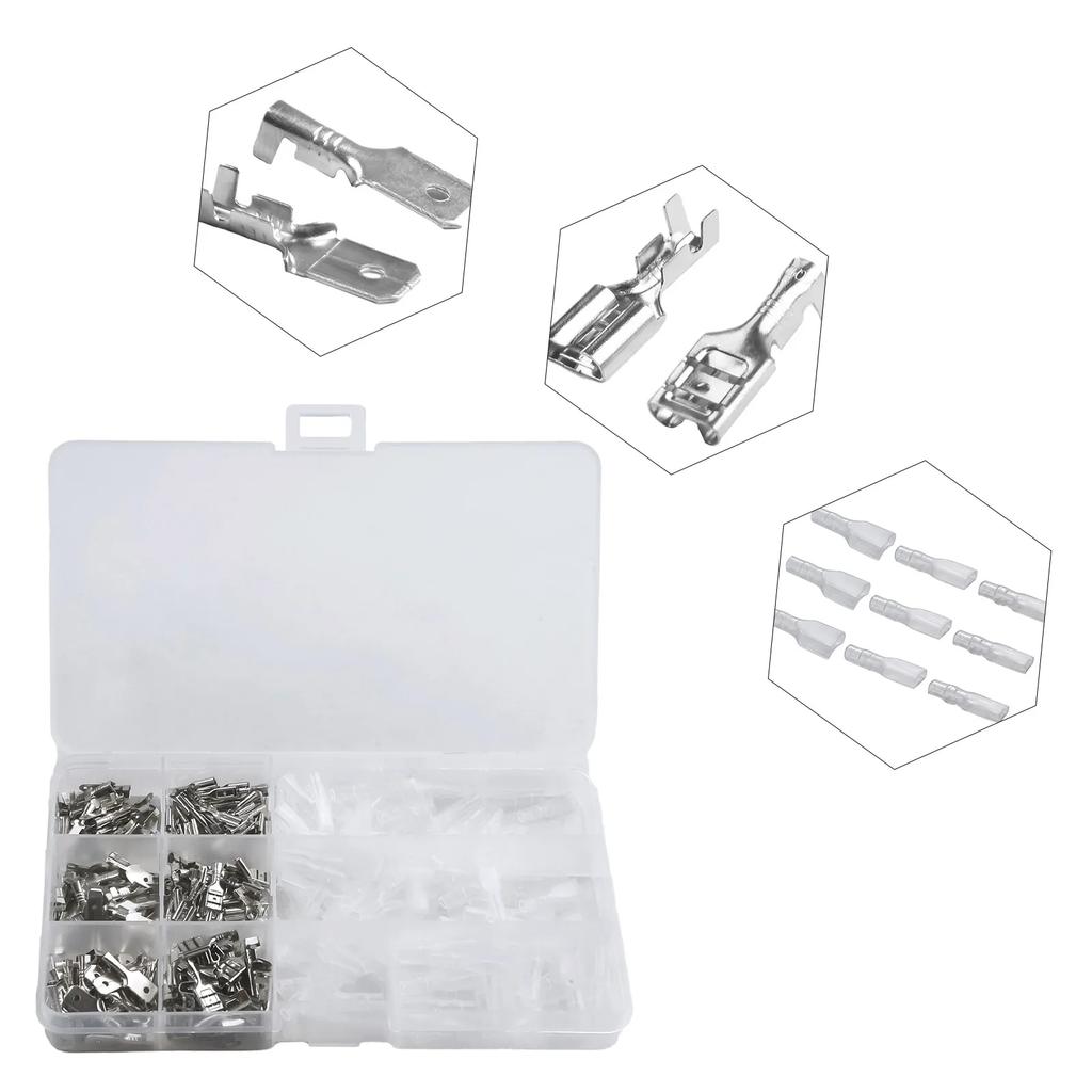 Assortment Spade Crimp Terminal Connector Crimp Connectors 3 Sizes Lots Spade 2.8mm 4.8mm 6.3mm AWG 22~16 3 Kinds
