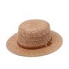 New Breathable Hollow-Out Woven Wide-Brimmed Straw Hat Vintage Belt Buckle Beach Vacations Summer Sun Shade Jazz Hat Formal Hat