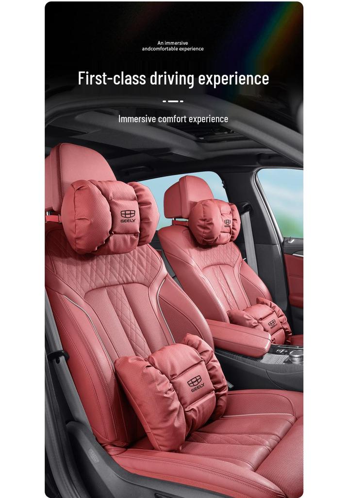 Geely Galaxy M9 Purple Headrest & Lumbar Pillow Set
