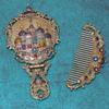 Collapsible Retro Relief Folding Comb Set Portable Foldable Cosmetic Mirror  Dresser Vanity