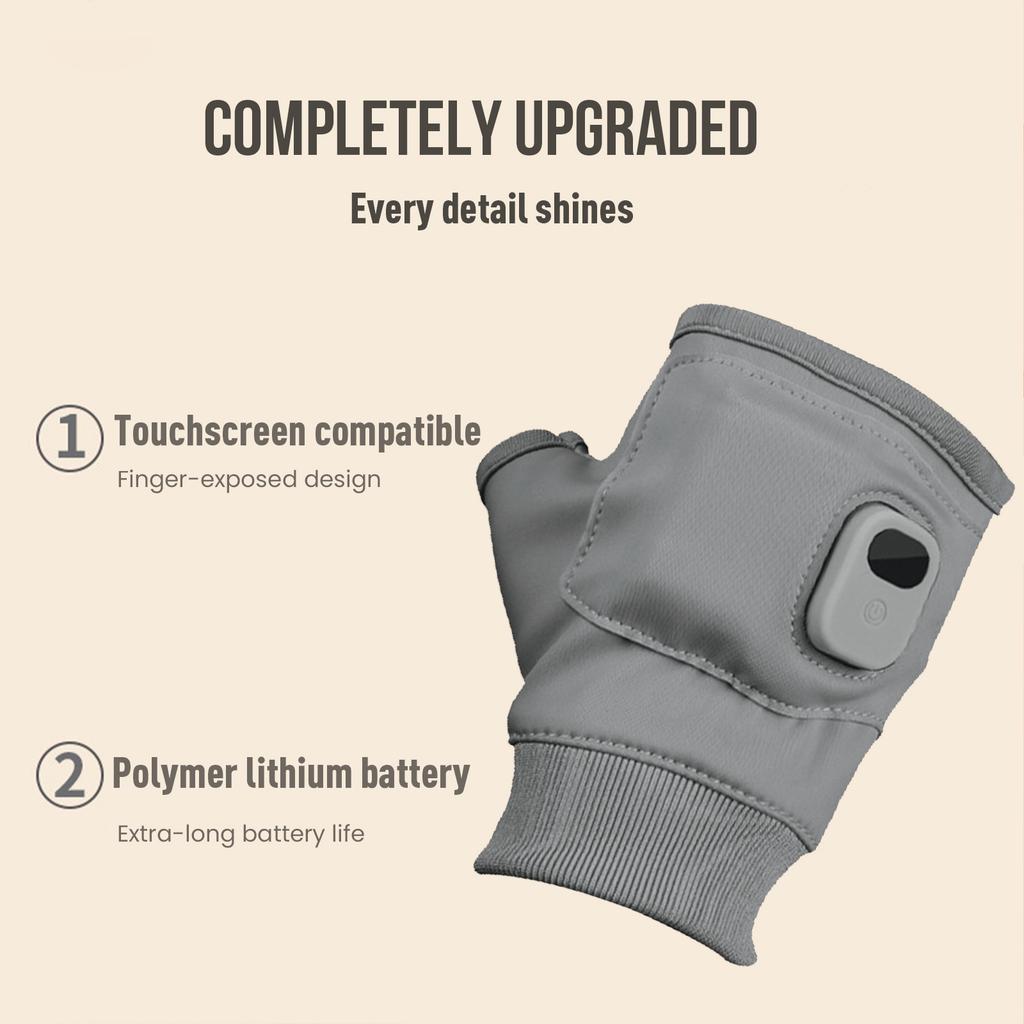 Unisex USB Electric Heating Winter 3 Levels Temperature Thermal Heating Hand Warmers Gloves Half Finger Touchscreen for Outdoor