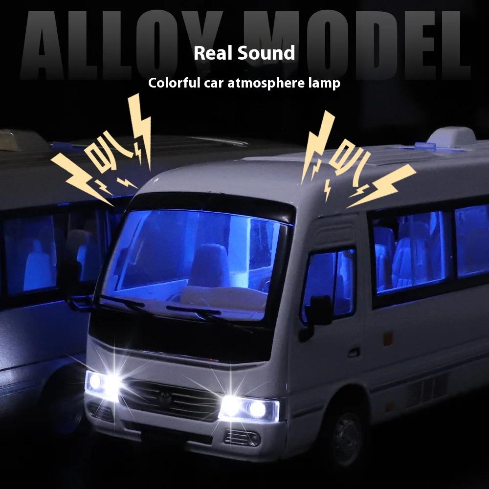 1/24 Toyota Coaster Medium Business Bus Alloy Diecast Model Car Simulation Boutique Bookcase Decoration Trendy Ornament Gift Boy
