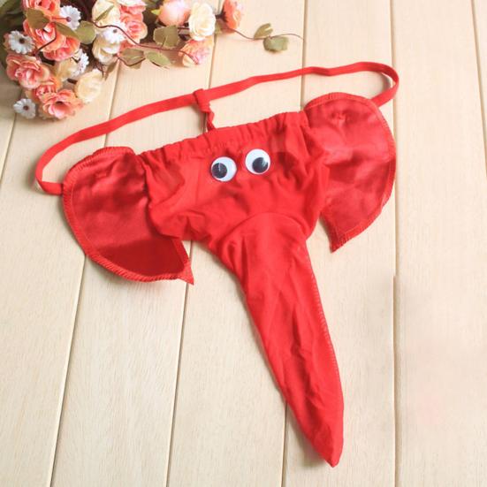 Men Elephant Thong Breathable Funny Bulge Pouch Elastic Moisture Wicking Pornographic Soft Long Elephant Nose Men G String for Inside Wear