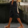 Women’s Loose Fit Linen Cropped Pants with Elastic Waistband and Side Pocket Casual Wide Leg Trousers