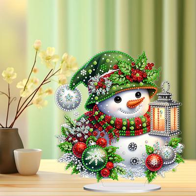 Christmas Snowman Diamond Painting Desktop Ornaments Kit Cute Diamond Painting Desktop Decorations For Home Office Desktop Decor