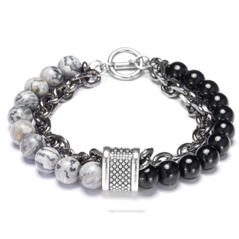 Mei Hot Sale Men's Bracelet, Beaded Chain, Double Layer Bracelet Men's Bracelet