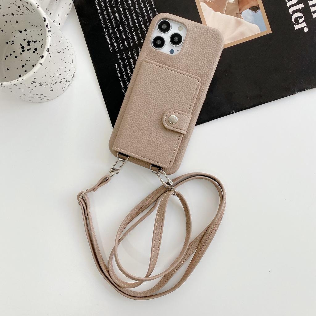 Japan and Korea Card Bag Lanyard Is Suitable for Apple 12Promax Mobile Phone Case 12 Women 11max Apple 13promax Leather X