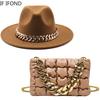 Hat For Women Autumn Winter New Party Jazz Fedora Hats With Fashion Luxury Oversized Chain Accessory Bag Two-piece Set
