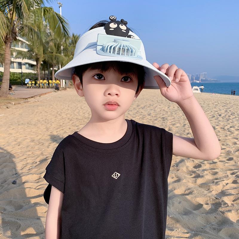 Nouveau Chapeau de Fan pour Femmes Mode Chapeau de Soleil pour Enfants Couvre-Visage Chapeau Haut Vide Chapeau de Soleil UV Femmes