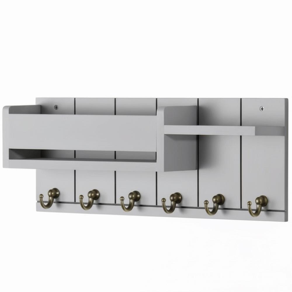 6 Hooks Wooden Key Holder Decorative Key Rack New Wall Mount Organizer  Home Entryway