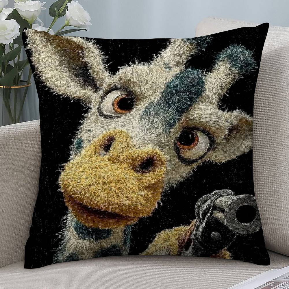 Funny Animals Cow Giraffe Pillow Case Short Plush Double-sided Print Square Throw Pillow Covers Sofa Home Cushion Decor