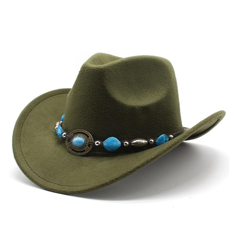 Men'S And Women'S Felt Hats Upturned Edge Jazz Hats British Retro Ethnic Style Tibetan Western Cowboy Hats Top Hats