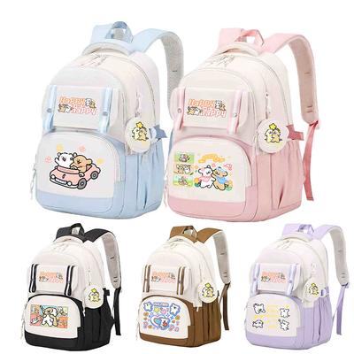 Fashion Backpack Cute Style Lines Doggie Cartoon Printing Trend Primary and Secondary School Students Reduce the Burden of Schoolbags