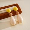 Vintage Resin Water Droplet Pendant Earrings for Women Versatile Color Blocked Geometric Long Earrings Fashion Vacation Jewelry