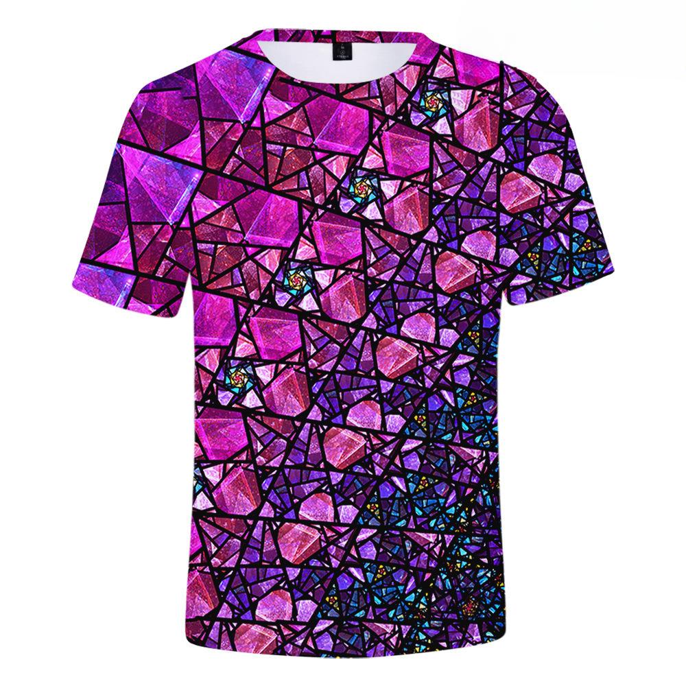 Stained Glass Loose 3D Summer Fashion Men's Clothing 3D Short Sleeved T-shirt